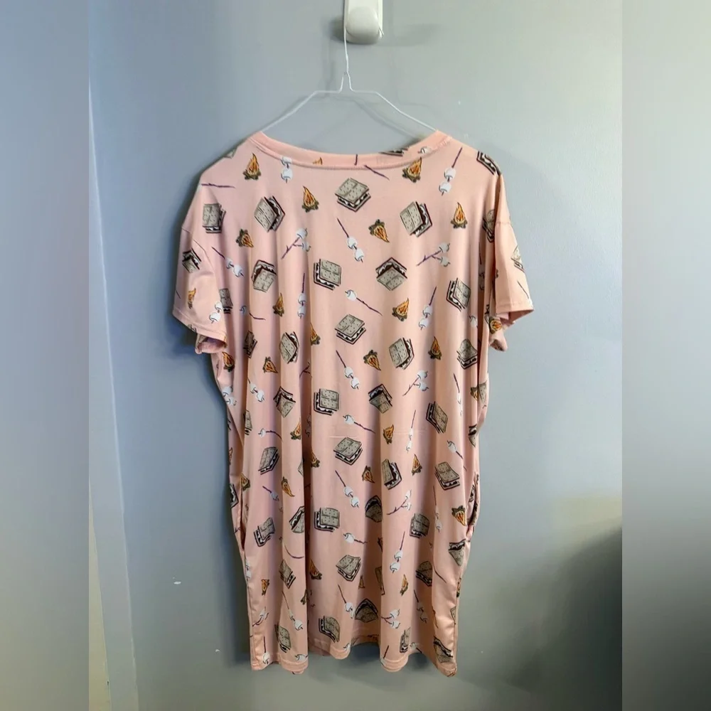 Joyspun S’mores Print T-Shirt Dress with Pockets – Size L/XL